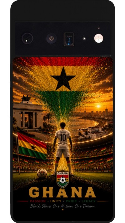 Coque Google Pixel 6 Pro - Silicone rigide noir Football Ghana splash 2026