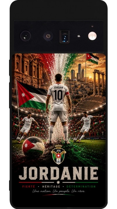 Coque Google Pixel 6 Pro - Silicone rigide noir Football Jordanie splash 2026
