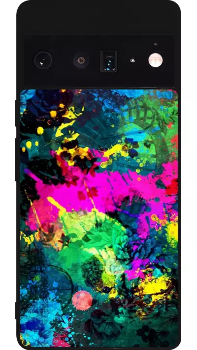 Coque Google Pixel 6 Pro - Silicone rigide noir Splash paint