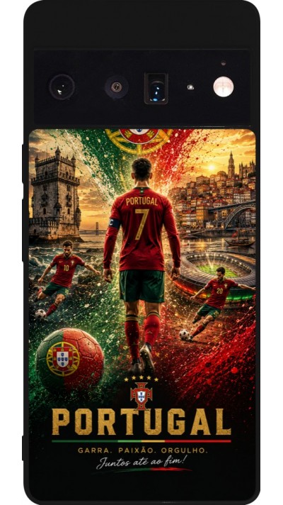 Coque Google Pixel 6 Pro - Silicone rigide noir Football Portugal splash 2026