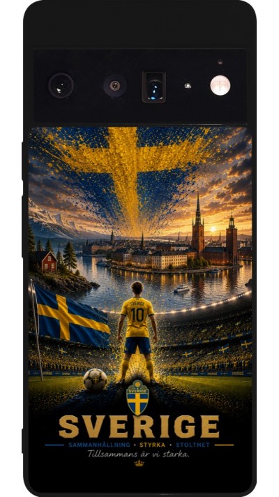 Coque Google Pixel 6 Pro - Silicone rigide noir Football Suède splash 2026