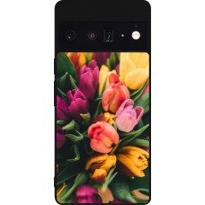 Coque Google Pixel 6 Pro - Silicone rigide noir Bouquet of tulips Spring 2026