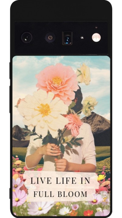 Coque Google Pixel 6 Pro - Silicone rigide noir Live life in full moon Spring 2026