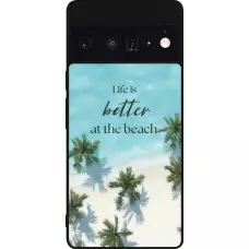 Coque Google Pixel 6 Pro - Silicone rigide noir Summer 2025 Life is better at the beach