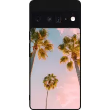 Coque Google Pixel 6 Pro - Silicone rigide noir Summer 2025 Palmiers
