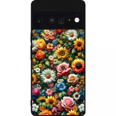 Coque Google Pixel 6 Pro - Silicone rigide noir Summer Floral Pattern
