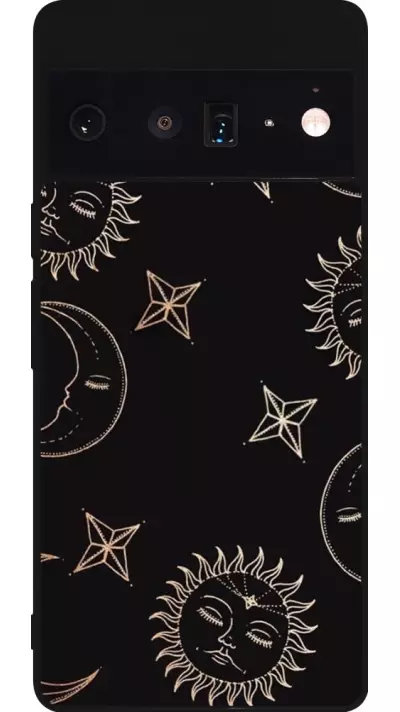 Coque Google Pixel 6 Pro - Silicone rigide noir Suns and Moons
