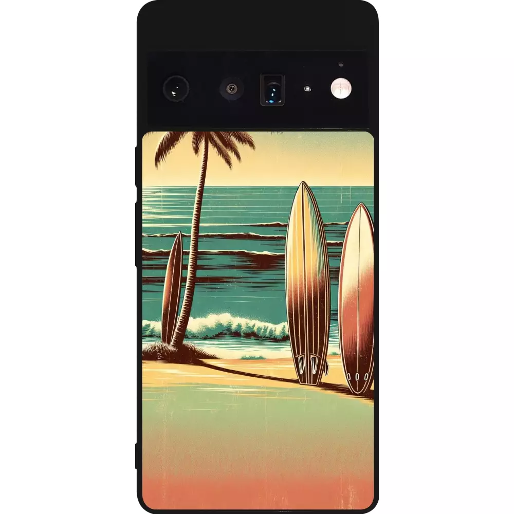 Coque Google Pixel 6 Pro - Silicone rigide noir Surf Paradise