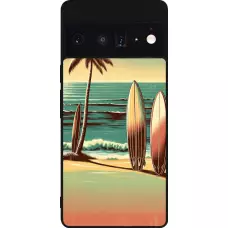 Coque Google Pixel 6 Pro - Silicone rigide noir Surf Paradise
