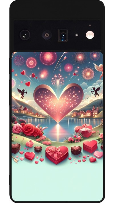 Google Pixel 6 Pro Case Hülle - Silikon schwarz Valentin 2025 Schick