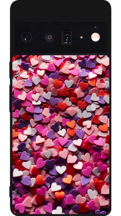Google Pixel 6 Pro Case Hülle - Silikon schwarz Valentin 2025 Konfetti