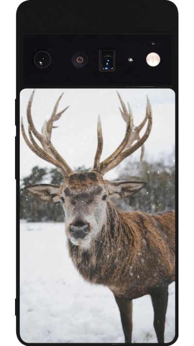 Google Pixel 6 Pro Case Hülle - Silikon schwarz Winter 25 Winter reindeer