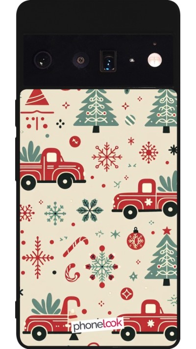 Google Pixel 6 Pro Case Hülle - Silikon schwarz Weihnachten 2024 Lkw Tanne