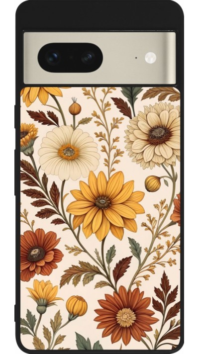 Coque Google Pixel 7 - Silicone rigide noir Autumn 25 Flower pattern