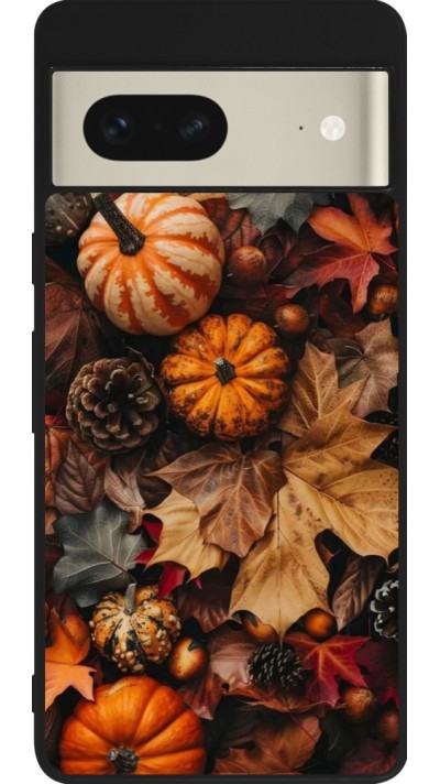 Coque Google Pixel 7 - Silicone rigide noir Autumn 25 Pumpkin