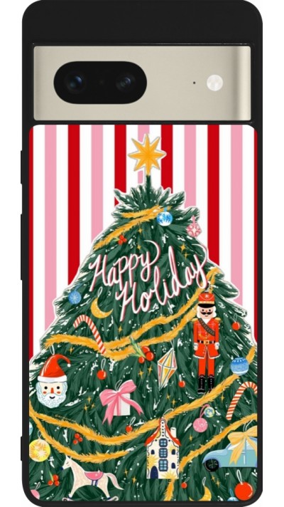 Google Pixel 7 Case Hülle - Silikon schwarz Christmas 25 Happy Holiday