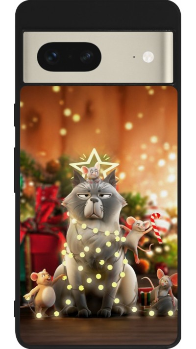 Google Pixel 7 Case Hülle - Silikon schwarz Christmas 25 Xmas Cat