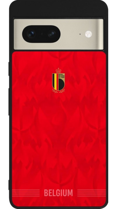Coque Google Pixel 7 - Silicone rigide noir Maillot de football Belgique 2026 personnalisable