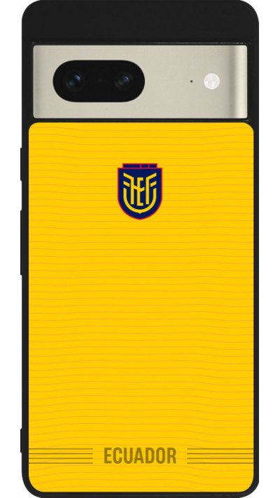 Coque Google Pixel 7 - Silicone rigide noir Maillot de football Équateur 2026 personnalisable