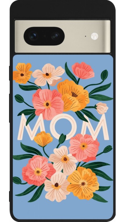 Coque Google Pixel 7 - Silicone rigide noir Mom 2026 Flowers