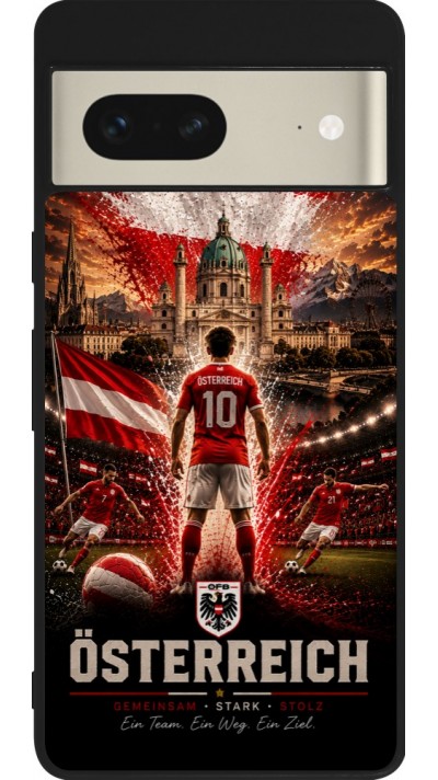 Coque Google Pixel 7 - Silicone rigide noir Football Autriche splash 2026