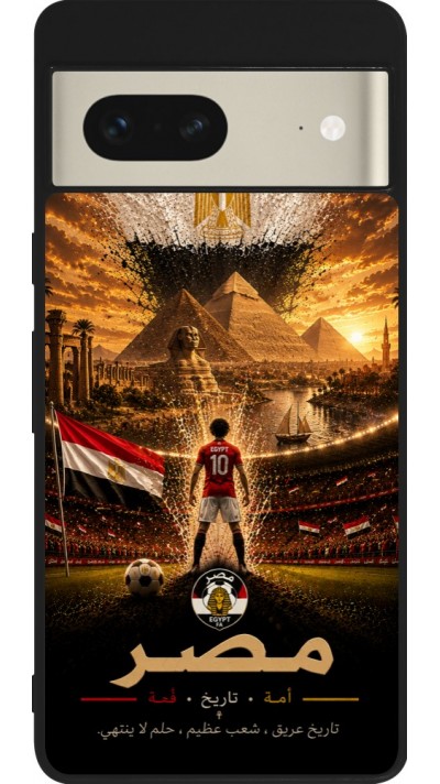 Coque Google Pixel 7 - Silicone rigide noir Football Égypte splash 2026