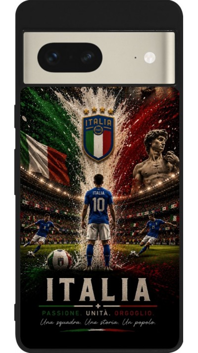 Coque Google Pixel 7 - Silicone rigide noir Football Italie splash 2026