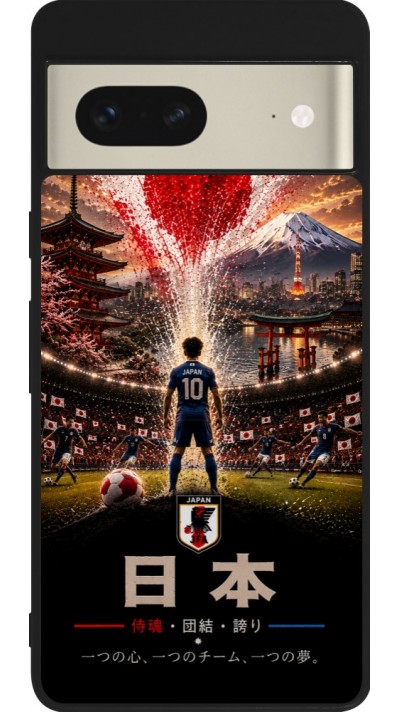 Coque Google Pixel 7 - Silicone rigide noir Football Japon splash 2026