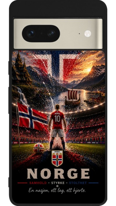 Coque Google Pixel 7 - Silicone rigide noir Football Norvège splash 2026