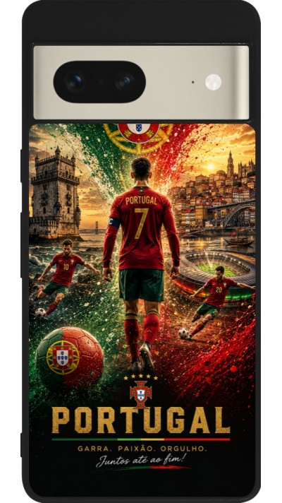 Coque Google Pixel 7 - Silicone rigide noir Football Portugal splash 2026
