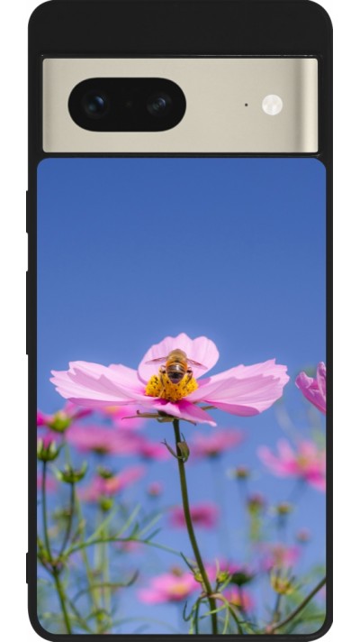Coque Google Pixel 7 - Silicone rigide noir Bee on a flower Spring 2026