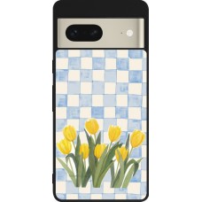 Coque Google Pixel 7 - Silicone rigide noir Blue vichy tulips Spring 2026