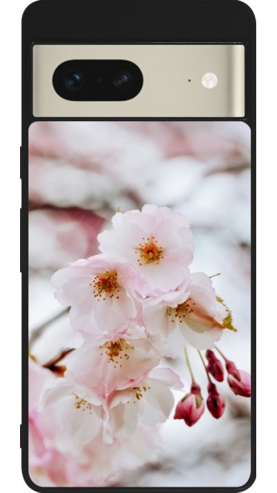 Coque Google Pixel 7 - Silicone rigide noir Cherry tree Spring 2026