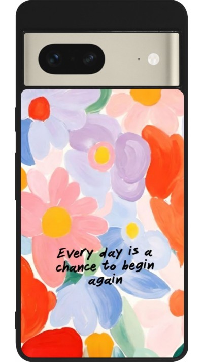 Coque Google Pixel 7 - Silicone rigide noir Every day is a chance Spring 2026