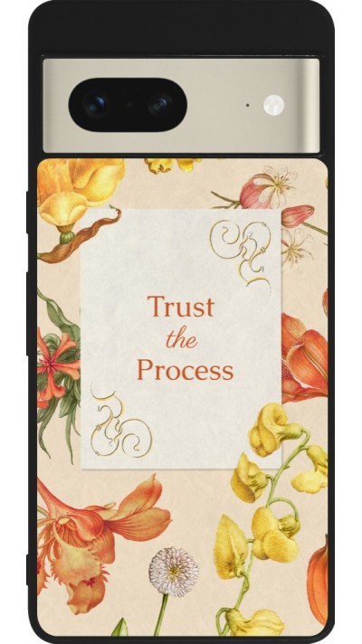 Coque Google Pixel 7 - Silicone rigide noir Trust the process Spring 2026