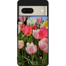 Coque Google Pixel 7 - Silicone rigide noir Tulips Spring 2026
