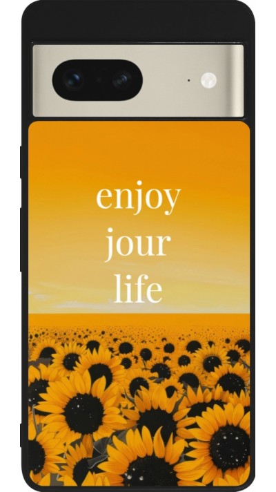 Google Pixel 7 Case Hülle - Silikon schwarz Summer 2025 Enjoy your life