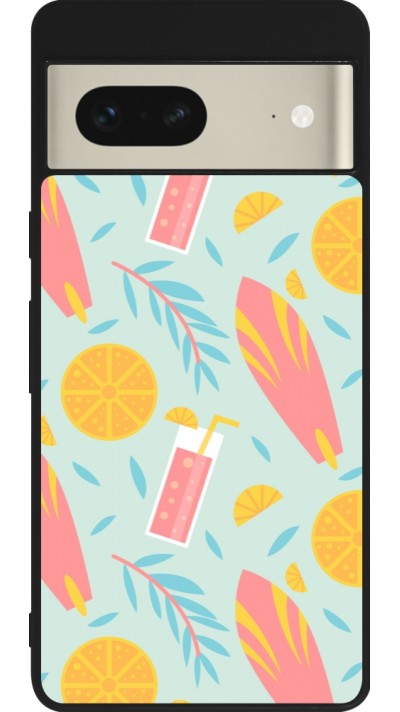 Google Pixel 7 Case Hülle - Silikon schwarz Summer 2025 Pattern citron