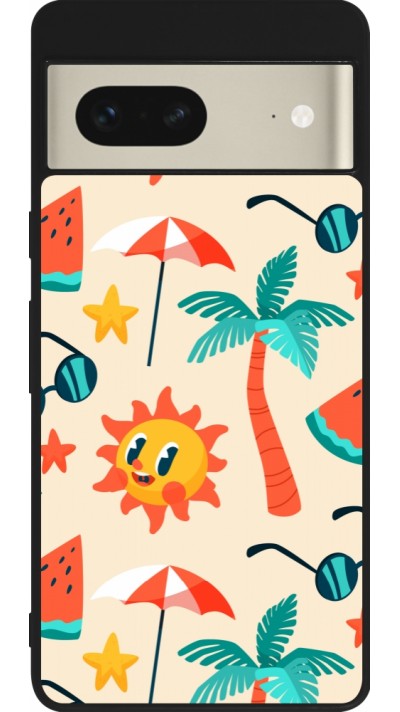 Google Pixel 7 Case Hülle - Silikon schwarz Summer 2025 Pattern soleil