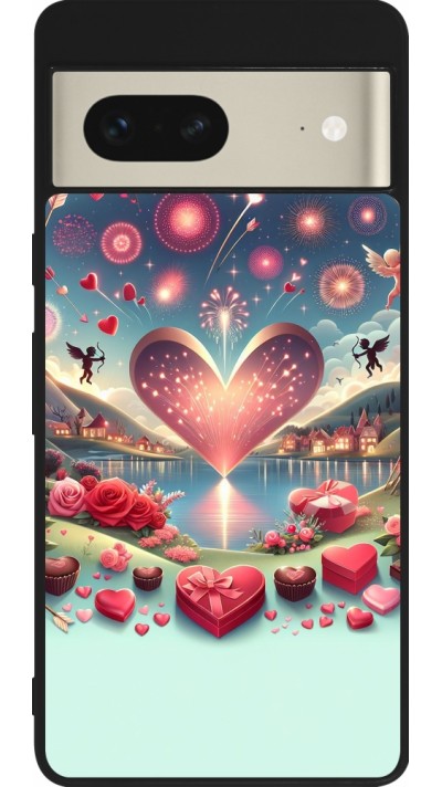 Google Pixel 7 Case Hülle - Silikon schwarz Valentin 2025 Schick