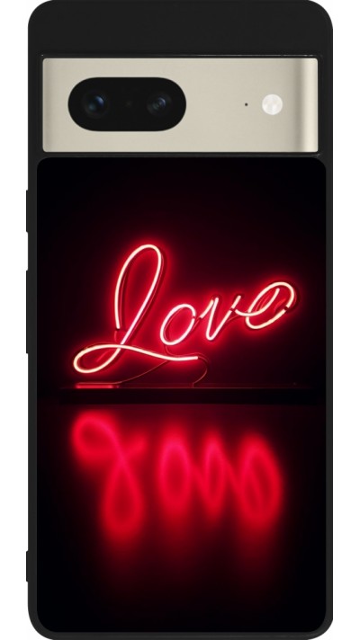 Google Pixel 7 Case Hülle - Silikon schwarz Valentine 2025 Neon Liebe