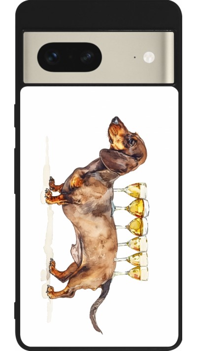 Google Pixel 7 Case Hülle - Silikon schwarz Wine Teckel