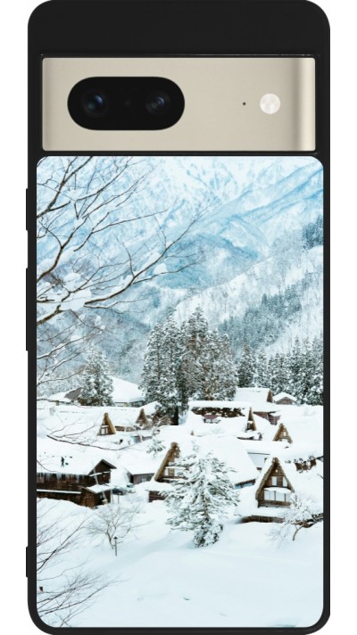 Google Pixel 7 Case Hülle - Silikon schwarz Winter 25 Winter snowy landscape