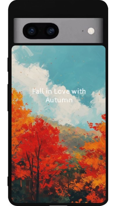 Coque Google Pixel 7a - Silicone rigide noir Autumn 25 Fall in love