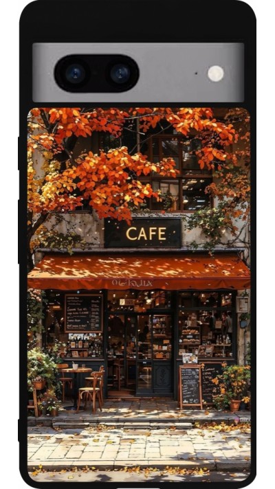 Coque Google Pixel 7a - Silicone rigide noir Autumn 25 Coffee shop