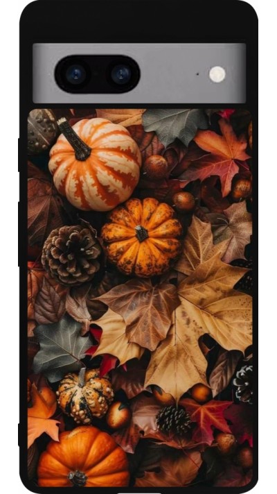 Coque Google Pixel 7a - Silicone rigide noir Autumn 25 Pumpkin