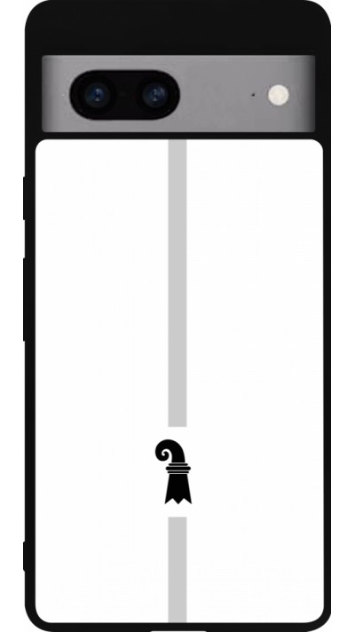 Coque Google Pixel 7a - Silicone rigide noir Canton BS blanc