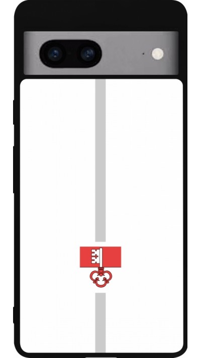 Coque Google Pixel 7a - Silicone rigide noir Canton OW blanc