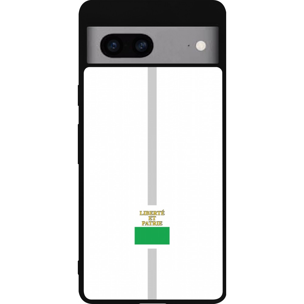 Coque Google Pixel 7a - Silicone rigide noir Canton VD blanc