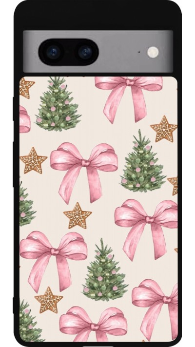 Google Pixel 7a Case Hülle - Silikon schwarz Christmas 25 Vintage Ribbons